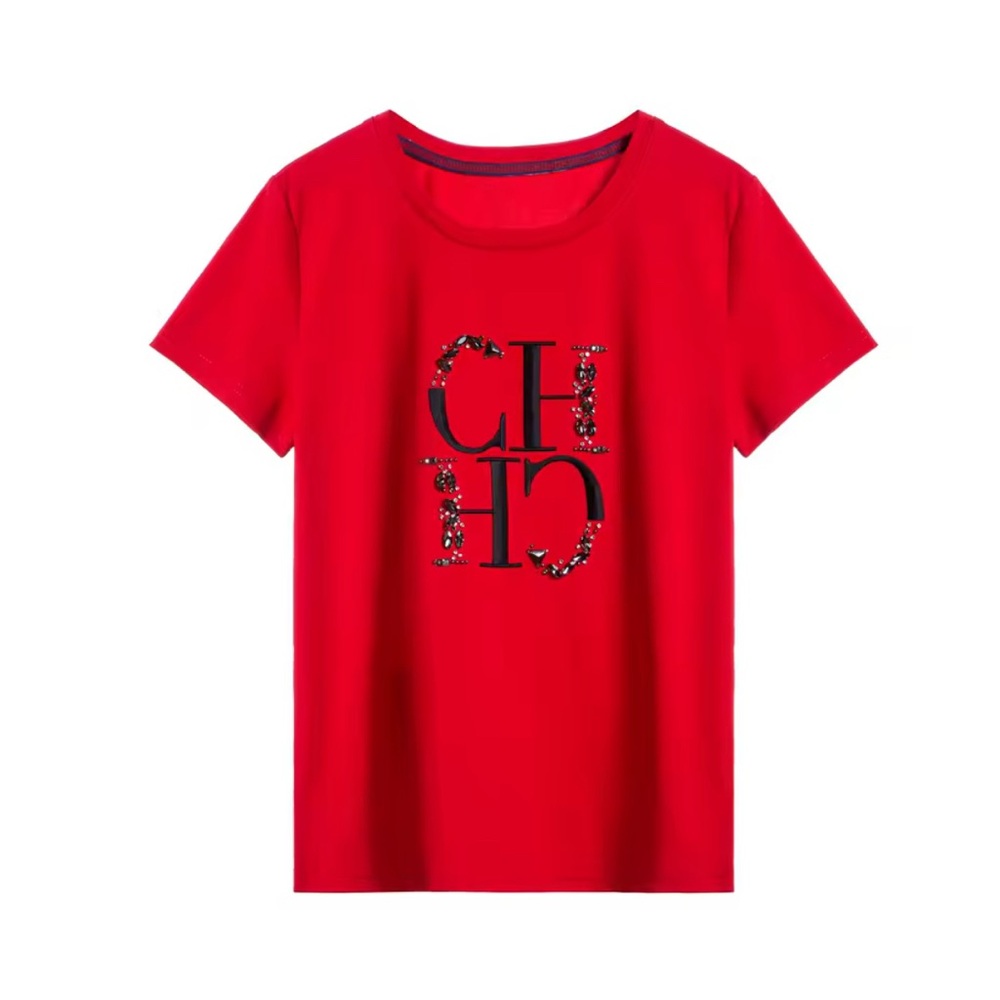 Carolina Herrera Chic Red Logo Graphic T-Shirt